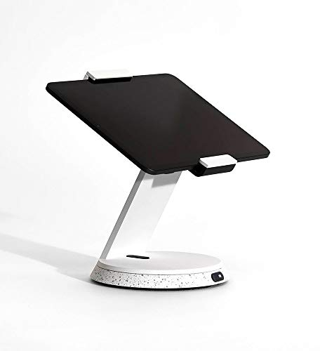 BOUNCEPAD Eddy Universeller Tablet- und iPad-Ständer – Drehbare Basis, Neigungsverstellung und Kabelmanagement, weiß