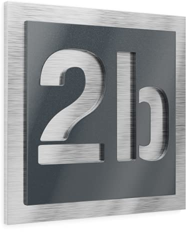 GRAVIERS DESIGN Número de Casa Exterior Personalizable de Acero Inoxidable. 120 x 120 mm en Gris antracita metálico Resistente a la Intemperie. Para Puertas y Portales. [Made in Germany]