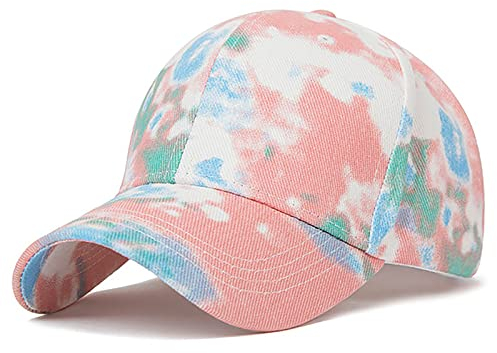 XYIYI Rosa Weiß Tie Dye Classic Baumwolle Baseball Cap Verstellbar Baseballkappe für Damen Herren