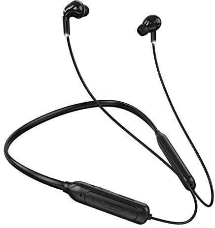 NA Wireless Bluetooth 5.1 Sports Stereo Music Headphones Neck-Mounted Subwoofer 8D Audio Dual Battery Support Memory Expansion and Offline Music Support Quick Charge Waterproof