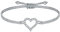 J.Endéar Herz Armband Silber 925 mit Zirkonia für Mädchen Filigrane Kordel Handgefertigter Schmuck, Geburtstag Kommunion Geschenk, Grau