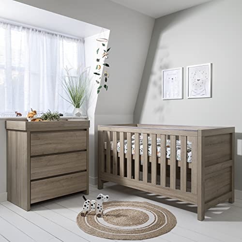 Tutti Bambini Modena 2 Piece Nursery Set, Cot Bed & Changer, Oak