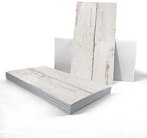 Alwayspon Vinyl-Bodenfliesenaufkleber, rutschfeste Selbstklebende Rückseite, Fliesenaufkleber für Küche, Badezimmer, selbstklebend, abziehen und aufkleben, PVC Vintage-Spitze, Holz, 30x15cm, 24 Stück