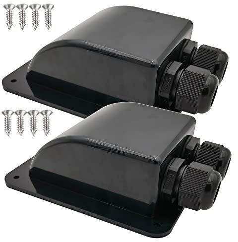 Gebildet Waterproof Solar Cable Entry Gland, Double Cable Entry Gland for All Cable Types 6mm² to 12mm² for Solar Panels on RV Camper Van Travel Trailer Boat Cabin (Black, Pack of 2)