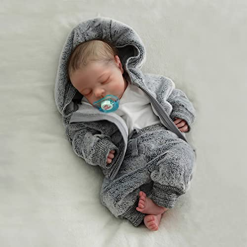 JIZHI Reborn Dolls Boy - 17 Inches Handmade Washable Reborn Babies Soft Vinyl Body with Anatomically Correct, Lifelike Baby Doll Looks Like a Real Baby (Reborn Boy)