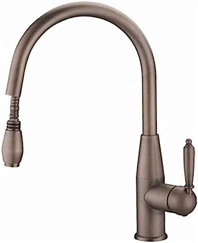 Wasserhahn, Küchenspüle, Spültischmischer, nostalgische Retro-Küche, ausziehbarer Wasserhahn, Schlauch, antikes Messing