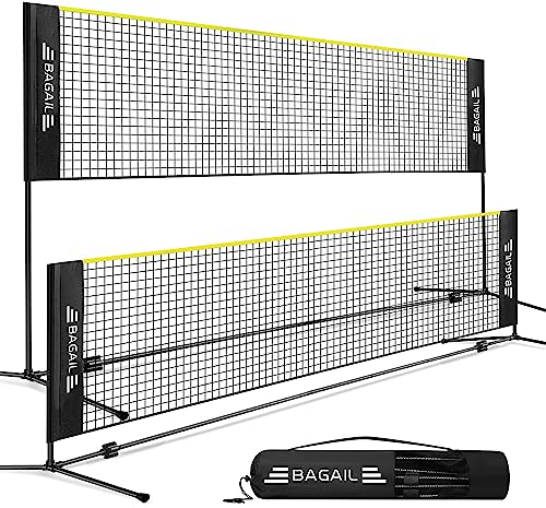 BAGAIL Badmintonnetz, faltbares Nylonnetz, höhenverstellbarer Ständer und Tragetasche, leicht auf- und abbaubar, Ideales Sportnetz für Tennis, Badminton oder Volleyball