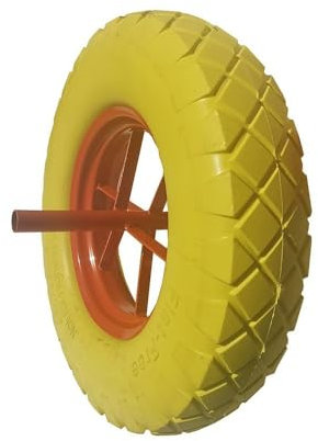 EURO VANADIUM - Roue de Brouette, 38 x 8 cm - Roue Brouette 4.80 4.00-8 - Roue de Brouette Increvable, avec Axe 24 x 2 cm - Roue Pleine en Caoutchouc - Tout Terrain, Solide et Durable