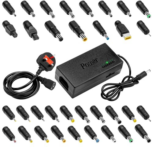 SEYRLMK Universal Mains Adapter - Charging Cable For Laptop/Notebook & Other Devices - 12-24 Volts, 96 Watts, With 34 Attachments