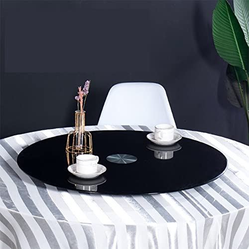 Mesa De Comedor Grande Y Perezosa Plato Giratorio De Vidrio para Cocina, Cojinete De Aleación De Aluminio, Rotación Suave, Varios Tamaños, Varias Apariencias,Black-100cm