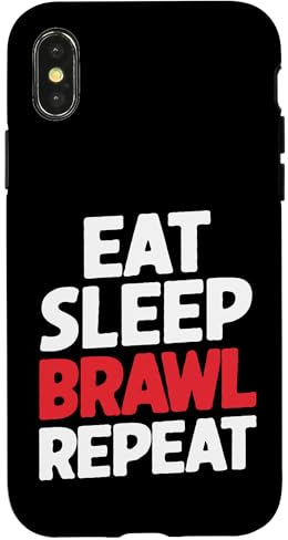 Hülle für iPhone X/XS Eat Sleep Brawl Repeat Funny Stars Videospieler