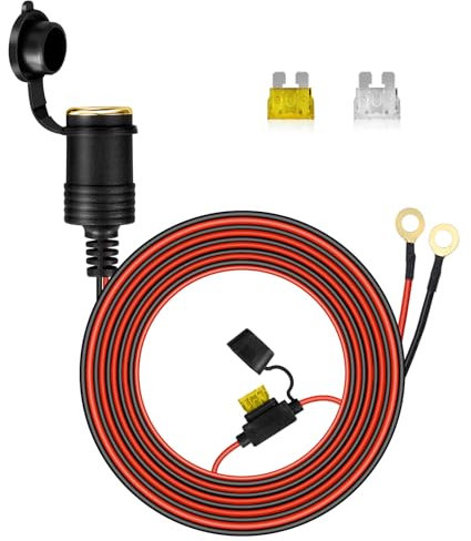 Zigarettenanzünder Steckdose,300cm 16AWG Auto Zigarettenanzünder, Wasserdicht Marine Grade 12V / 24V Gleichstrom-Feuerzeugsteckdose Steckdose für Auto/Motorrad/Boot