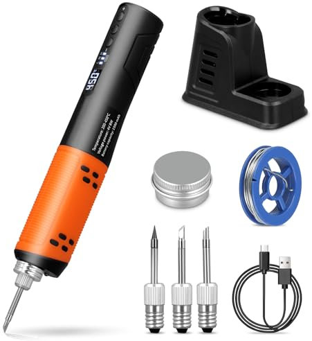 Saldatore portatile senza fili,Ricaricabile tramite Usb,Saldatore con illuminazione a Led Ferro Da Saldatore in stagno,Kit Saldatore Professionale Di Securità Per Principianti E Professionisti