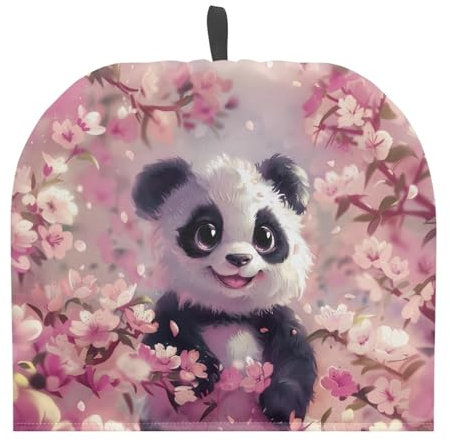 Coloranimal Funda protectora para tetera de té Kawaii con diseño de oso panda y flores de cerezo, para mantener el calor, resistente al calor, para tetera de desayuno