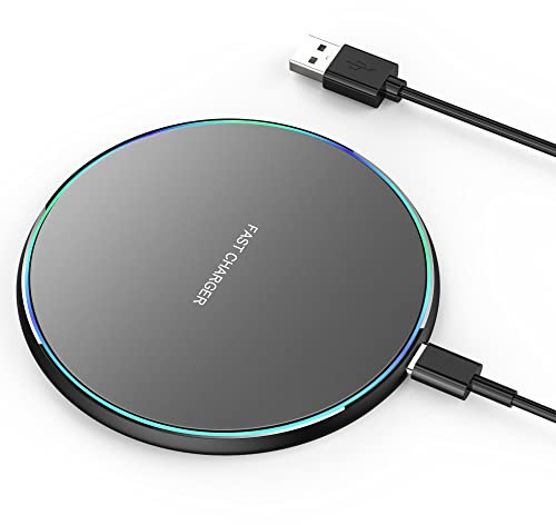 Fast Wireless Charging Pad Mat, 15W Max, Compatible with iPhone 15/14/13/12/11 Pro Max/Mini/Plus/XR/X/8, Samsung Galaxy S23/S22/S21/S20/S10, Galaxy Buds