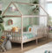 ALAVYA HOME® Hausbett 90x200 mit Buchablage, Rausfallschutz und Lattenrost | Kinderbett 90x200 für Mädchen und Jungen Massivholz der Buche FSC zertifizierter Montessori Jugendbett