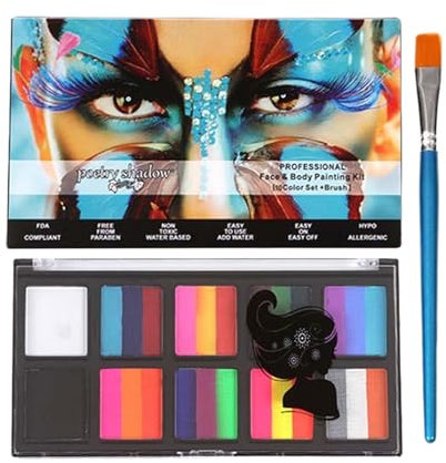 Paleta de pintura de caras - Color de pintura corporal | Esqueleto vampiro | Maquillaje impermeable | Paleta de petróleo de pintura facial de 10 colores