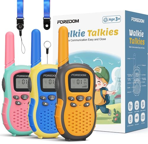 FOREDOM Walkie Talkies für Kinder Walkie Talkies Funkgeräte Set Spielzeug für Jungen & Mädchen 3-12 Jahre, Umhängeband, Geschenke Outdoor-Abenteuer – 3er Set