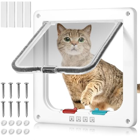YIYIZI Chatiere pour Chat, Verrouillage à 4 Voies Chatière 20cm x 19cm, Chatiere pour Chat Isolante,Facile à Installer et à Utiliser, Porte pour Animaux de Compagnie pour Chats et Petits Chiens