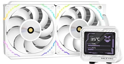 Valkyrie V240 240mm AIO CPU Liquid Cooler – 3.5 LCD Screen 60Hz – 2×120mm ARGB PWM Fans – 250W TDP – AMD AM5, AM4 – INTEL LGA 1851, 1700, 1200/1151 Compatible – Sync Ready |White