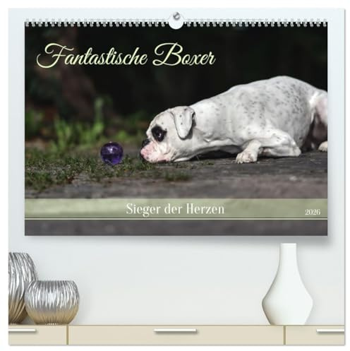 Fantastische Boxer - Sieger der Herzen (hochwertiger Premium Wandkalender 2026 DIN A2 quer), Kunstdruck in Hochglanz: Bezaubernde Boxer, neugierige und charmante Clowns. (CALVENDO Tiere)