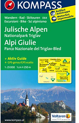 KOMPASS Wanderkarte Julische Alpen - Alpi Giulie: Wanderkarte mit Aktiv Guide, alpinen Skirouten, Loipen und Radrouten. GPS-genau. 1:25000 (KOMPASS-Wanderkarten, Band 64)