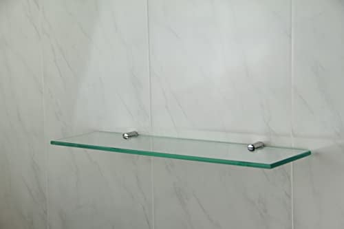 Estante de vidrio endurecido con acabado cromado, 400 mm x 100 mm, 6 mm de espesor