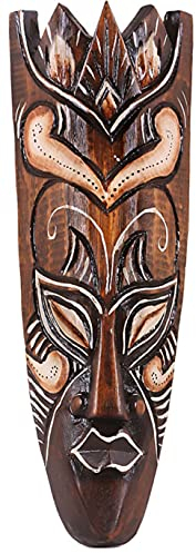 Woru Maske bemalt 30 cm, Holz-Maske aus Bali, Wandmaske, Dekoration aus Afrika