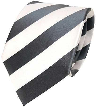 TigerTie Schicke Designer Krawatte - Schlips Binder grau silber weiss gestreift - Tie