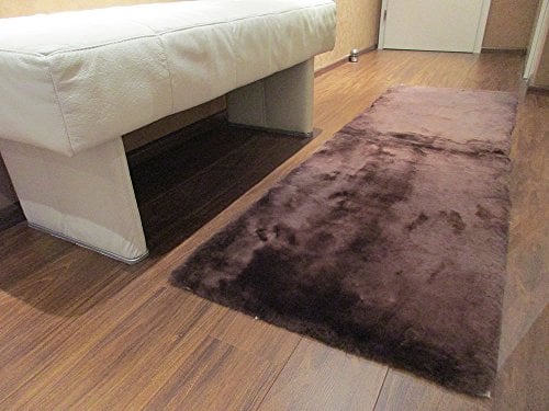 Reissner Lammfelle | FP-140-MOC | Hochwertiger Fell Teppich Bettvorleger Couchauflage | Echtes Merino Schaffell | rechteckig 140x60cm Mocca braun