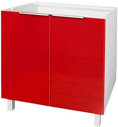 Berlioz créations - Mueble bajo de Cocina, con 2 Puertas, Otros, Rojo Brillante, 80 x 52