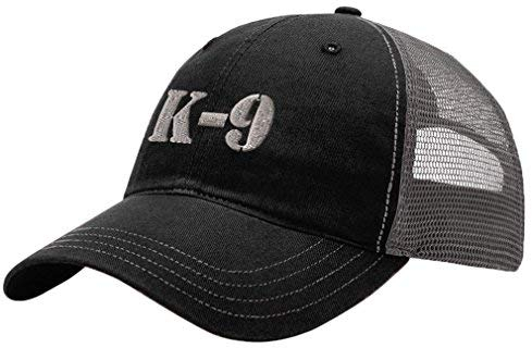 K-9 Silbernes Logo-Stickerei-Design, Richardson-Baumwoll-Vorderseite und Netzrückenkappe, Schwarz/Anthrazit, Schwarz/Dunkelgrau, Einheitsgröße