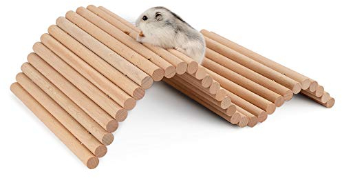 Niteangel Escalera de escalada para hámster, puente colgante de madera para conejillos de indias, ratas, erizos, jerbos, ratones, deslizador de azúcar y otros animales pequeños (mediano)
