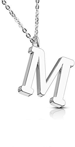 Treuheld® Silberne Kette mit Buchstabe | Alphabet | Edelstahl [13.] - M