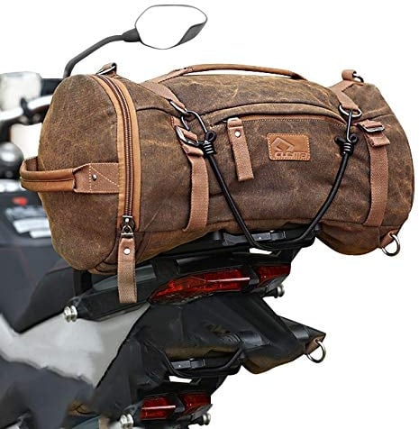 Motorrad Hecktasche für Vintage 25L Canvas Rucksack Gepäckrolle braun