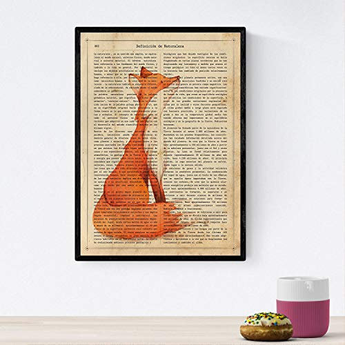 Nacnic Poster Foxy mit Definition. Tiere mit Textblättern und Definition. Interior Design basiert auf Tieren. A4-Format