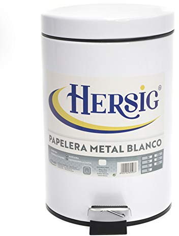 HERSIG - Papelera con Pedal Metalica | Cubo de Basura con Pedal y Tapa - 7 L