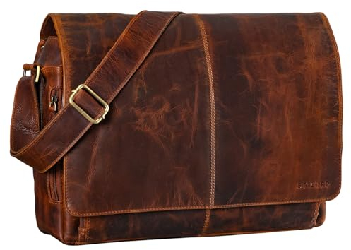 STILORD 'Alex' Vintage Ledertasche Männer Frauen Businesstasche zum Umhängen 15,6 Zoll Laptoptasche Aktentasche Unitasche Umhängetasche Leder, Farbe:florida - braun