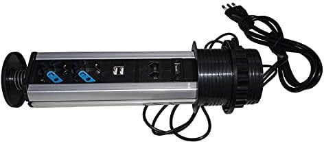 LINK LKMPT03 Regleta Oculta con 2 Puertos de alimentación ITA/Schuko, 2 Puertos USB + 1 RJ45 + 1 RJ11 + 1 HDMI Hembra, Negro