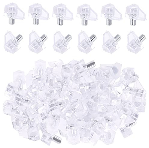 Swpeet 120Pcs 5mm klar Regal Pins, Transparent Kunststoff Schrank Unterstützung Pegs Buch Halterung Regal Pegs Stifte für Möbel Regale Halterung Entertainment Centers