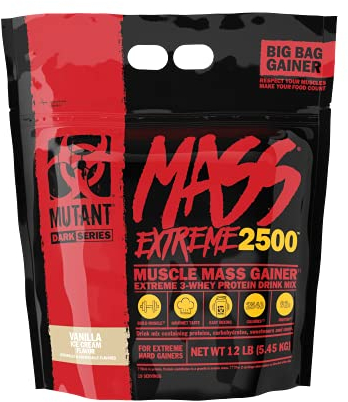 MUTANT Mass Extreme 2500 Gainer | Molkenproteinpulver | Muskelaufbau | Hohe Dichte und saubere Kalorien | 5450 g | Vanille-Eiscreme-Geschmack