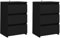 vidaXL 2X Nachttisch mit 3 Schubladen Nachtschrank Nachtkonsole Nachtkommode Schlafzimmer Schrank Kommode Schwarz 40x35x62,5cm Holzwerkstoff