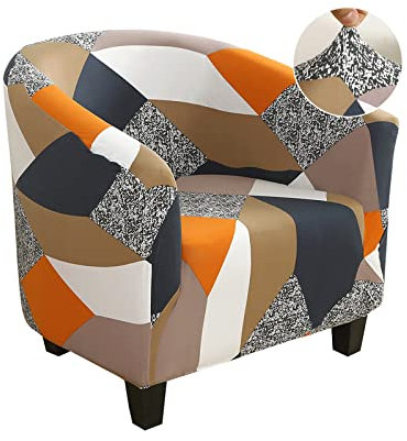 Jaotto Housse de Fauteuil Cabriolet 1 Place, Housse de Fauteuil Crapaud Extensible Chesterfield, Housse Fauteuil Salon Club il Lavable, Couverture de Fauteuil Facile à Installer et à Laver,Géométrie