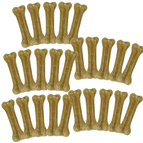 Schecker Hundeknochen - Kauknochen aus Rinderhaut - 25 Stück á 10cm - 1. Wahl - schwere Qualität - sauber gepresst