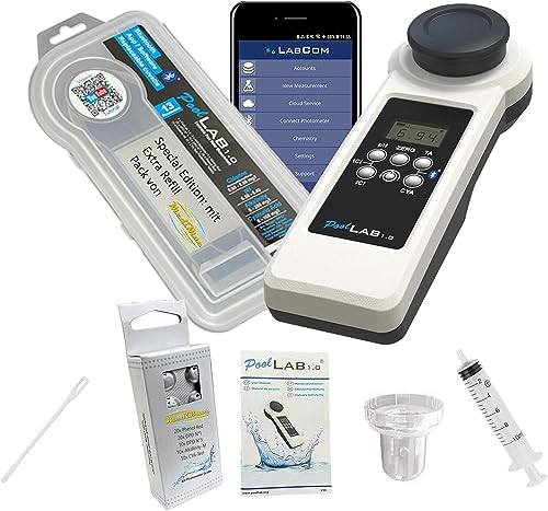 15 in 1 PoolLab 1.0 Photometer - Special Edition: - elektronischer Wassertester für MediMuc - Photometer mit 70 Testtabletten + EXTRA Refillpack