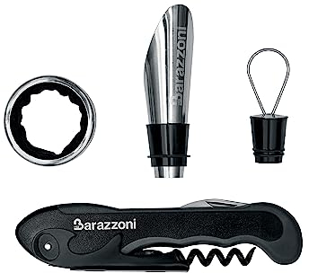 Barazzoni 91088640305 Vino Basic 2 Pezzi, Cavatappi Professionale e Set Salvagoccia, Acciaio