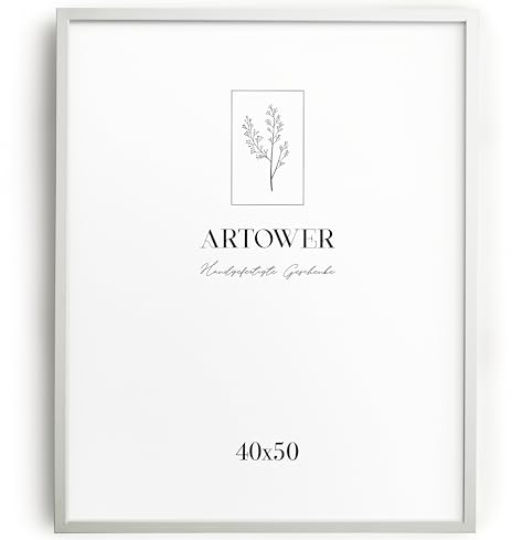 Artower® Bilderrahmen für 40 x 50 cm Weiß Holz Dünner Rahmen | Posterrahmen Groß Vintage Collage | Picture Frame White Wood 40x50cm | Holzbilderrahmen Poster Rahmen Echtholz