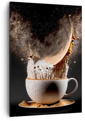 ARTTOR Bilder auf Leinwand 50x70 cm Wandbild Küche - 5718 | Kaffee Milch Tasse Vertikal Klein Wanddekoration Wohnzimmer Schlafzimmer Wandkunst Wanddeko Wand Kunstdruck Küche ARTTOR