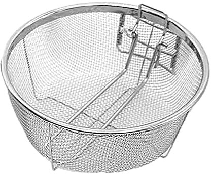 Dubbulon Panier Rond pour Friteuse (A : 2020 cm) - Paniers À Frites en Acier Inoxydable | Panier À Frire Pliant avec Poignée Et Crochets pour La Poêle | Passoire en Acier Inoxydable pour Frites