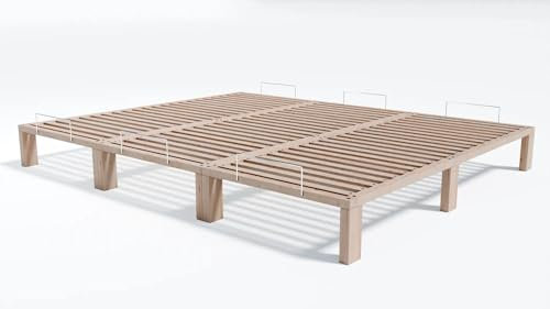 Gigapur Überlänge 220 cm, Kiefer massiv Holzbett G56, naturbelassen, inkl. Lattenrost und Matratzenbügeln, Liegefläche 270x220 cm, Best. aus 3X 90 x 200 cm und 3 x Verlängerung auf 220cm